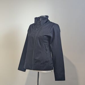 Women's Black Jacket Medium Spring Rain Zip Performance Windbreaker